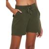 image:imagebaleaf Womens 5 Cotton Lounge Shorts Sweat Athletic with Pockets High Waist Summer CasualOlive