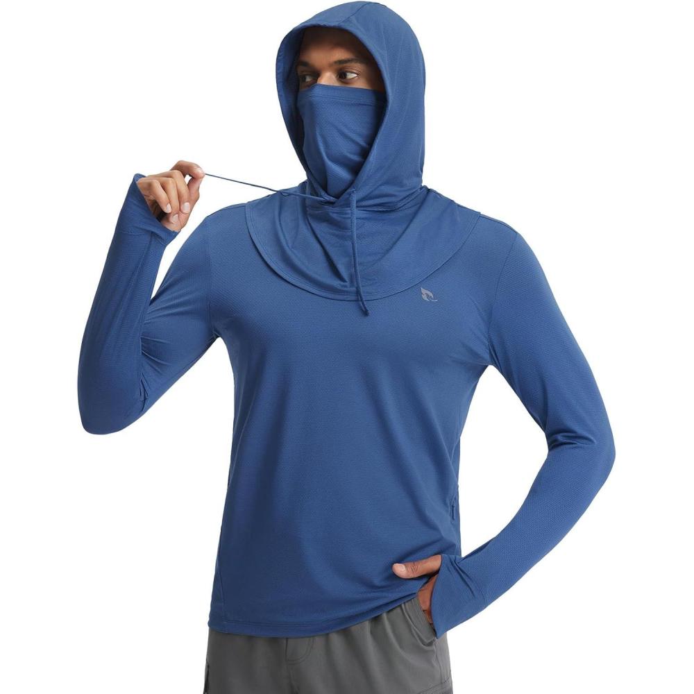 Baleaf Men s Sun Hoodies UPF 50 Separate Hood With Face Mask Long 
