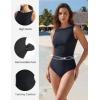 image:imagebaleaf High Neck One Piece Swimsuit Women Tummy Control Ruched Bathing Suit Swimwear with Adjustable StrapsBlack