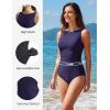 image:imagebaleaf High Neck One Piece Swimsuit Women Tummy Control Ruched Bathing Suit Swimwear with Adjustable StrapsNavy Blue