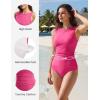 image:imagebaleaf High Neck One Piece Swimsuit Women Tummy Control Ruched Bathing Suit Swimwear with Adjustable StrapsPink