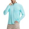 image:imagebaleaf Mens Long Sleeve Sun Shirts with Pocket 14 Zip Hiking Running Quick Dry Lightweight Rash Guard UV Outdoor ShirtLight Green