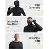 image:imagebaleaf Mens Sun Hoodies UPF 50 Separate Hood with Face Mask Long Sleeve Fishing Shirts UV Protection Rash GuardBlack