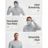 image:imagebaleaf Mens Sun Hoodies UPF 50 Separate Hood with Face Mask Long Sleeve Fishing Shirts UV Protection Rash GuardLight Gray