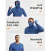 image:imagebaleaf Mens Sun Hoodies UPF 50 Separate Hood with Face Mask Long Sleeve Fishing Shirts UV Protection Rash GuardNavy Blue