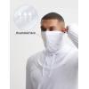 image:imagebaleaf Mens Sun Hoodies UPF 50 Separate Hood with Face Mask Long Sleeve Fishing Shirts UV Protection Rash GuardWhite