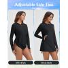 image:imagebaleaf Rash Guard for Women Long Sleeve Swim Shirt UPF 50 Swimsuits Top for Women with Kangaroo PocketBlack