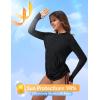 image:imagebaleaf Rash Guard for Women Long Sleeve Swim Shirt UPF 50 Swimsuits Top for Women with Kangaroo PocketBlack