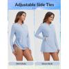 image:imagebaleaf Rash Guard for Women Long Sleeve Swim Shirt UPF 50 Swimsuits Top for Women with Kangaroo PocketLight Blue