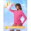 image:imagebaleaf Rash Guard for Women Long Sleeve Swim Shirt UPF 50 Swimsuits Top for Women with Kangaroo PocketPink