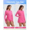 image:imagebaleaf Rash Guard for Women Long Sleeve Swim Shirt UPF 50 Swimsuits Top for Women with Kangaroo PocketPink