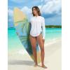 image:imagebaleaf Rash Guard for Women Long Sleeve Swim Shirt UPF 50 Swimsuits Top for Women with Kangaroo PocketWhite