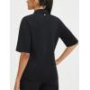 image:imagebaleaf Womens Golf Shirts Half Sleeve Elbow Length Sleeves Polo Tops Workout Athletic Collared Quarter Zip V Neck UPFBlack