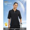 image:imagebaleaf Womens Golf Shirts Half Sleeve Elbow Length Sleeves Polo Tops Workout Athletic Collared Quarter Zip V Neck UPFBlack