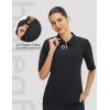 image:imagebaleaf Womens Golf Shirts Half Sleeve Elbow Length Sleeves Polo Tops Workout Athletic Collared Quarter Zip V Neck UPFBlack