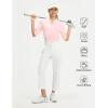image:imagebaleaf Womens Golf Shirts Half Sleeve Elbow Length Sleeves Polo Tops Workout Athletic Collared Quarter Zip V Neck UPFLight Pink