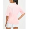 image:imagebaleaf Womens Golf Shirts Half Sleeve Elbow Length Sleeves Polo Tops Workout Athletic Collared Quarter Zip V Neck UPFLight Pink