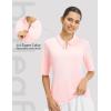 image:imagebaleaf Womens Golf Shirts Half Sleeve Elbow Length Sleeves Polo Tops Workout Athletic Collared Quarter Zip V Neck UPFLight Pink