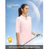 image:imagebaleaf Womens Golf Shirts Half Sleeve Elbow Length Sleeves Polo Tops Workout Athletic Collared Quarter Zip V Neck UPFLight Pink