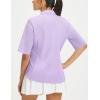 image:imagebaleaf Womens Golf Shirts Half Sleeve Elbow Length Sleeves Polo Tops Workout Athletic Collared Quarter Zip V Neck UPFLight Purple