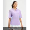 image:imagebaleaf Womens Golf Shirts Half Sleeve Elbow Length Sleeves Polo Tops Workout Athletic Collared Quarter Zip V Neck UPFLight Purple