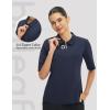 image:imagebaleaf Womens Golf Shirts Half Sleeve Elbow Length Sleeves Polo Tops Workout Athletic Collared Quarter Zip V Neck UPFNavy Blue