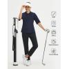 image:imagebaleaf Womens Golf Shirts Half Sleeve Elbow Length Sleeves Polo Tops Workout Athletic Collared Quarter Zip V Neck UPFNavy Blue