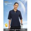 image:imagebaleaf Womens Golf Shirts Half Sleeve Elbow Length Sleeves Polo Tops Workout Athletic Collared Quarter Zip V Neck UPFNavy Blue