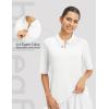 image:imagebaleaf Womens Golf Shirts Half Sleeve Elbow Length Sleeves Polo Tops Workout Athletic Collared Quarter Zip V Neck UPFStar White