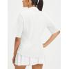 image:imagebaleaf Womens Golf Shirts Half Sleeve Elbow Length Sleeves Polo Tops Workout Athletic Collared Quarter Zip V Neck UPFStar White