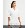 image:imagebaleaf Womens Golf Shirts Half Sleeve Elbow Length Sleeves Polo Tops Workout Athletic Collared Quarter Zip V Neck UPFStar White