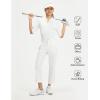 image:imagebaleaf Womens Golf Shirts Half Sleeve Elbow Length Sleeves Polo Tops Workout Athletic Collared Quarter Zip V Neck UPFStar White