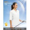 image:imagebaleaf Womens Golf Shirts Half Sleeve Elbow Length Sleeves Polo Tops Workout Athletic Collared Quarter Zip V Neck UPFStar White
