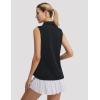image:imagebaleaf Womens Golf Shirts Sleeveless Pockets Tennis Tops Workout Athletic Polo V Neck Collared UPFBlack