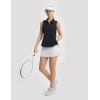 image:imagebaleaf Womens Golf Shirts Sleeveless Pockets Tennis Tops Workout Athletic Polo V Neck Collared UPFBlack