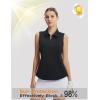 image:imagebaleaf Womens Golf Shirts Sleeveless Pockets Tennis Tops Workout Athletic Polo V Neck Collared UPFBlack