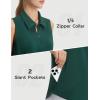 image:imagebaleaf Womens Golf Shirts Sleeveless Pockets Tennis Tops Workout Athletic Polo V Neck Collared UPFDark Green