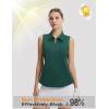 image:imagebaleaf Womens Golf Shirts Sleeveless Pockets Tennis Tops Workout Athletic Polo V Neck Collared UPFDark Green
