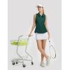image:imagebaleaf Womens Golf Shirts Sleeveless Pockets Tennis Tops Workout Athletic Polo V Neck Collared UPFDark Green