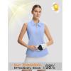 image:imagebaleaf Womens Golf Shirts Sleeveless Pockets Tennis Tops Workout Athletic Polo V Neck Collared UPFLight Blue