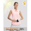 image:imagebaleaf Womens Golf Shirts Sleeveless Pockets Tennis Tops Workout Athletic Polo V Neck Collared UPFLight Pink