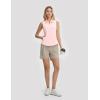 image:imagebaleaf Womens Golf Shirts Sleeveless Pockets Tennis Tops Workout Athletic Polo V Neck Collared UPFLight Pink