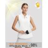 image:imagebaleaf Womens Golf Shirts Sleeveless Pockets Tennis Tops Workout Athletic Polo V Neck Collared UPFStar White