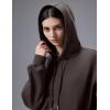 image:imagebaleaf Womens Loose Fleece lined Hooded SweatshirtDark Brown