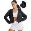 image:imagebaleaf Womens Sun Jackets Lightweight Packable Crop Shirts UPF 50 Long Sleeve Hoodie Water Resistant Zip Up Tops AthleticBlack