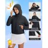 image:imagebaleaf Womens Sun Jackets Lightweight Packable Crop Shirts UPF 50 Long Sleeve Hoodie Water Resistant Zip Up Tops AthleticBlack