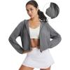 image:imagebaleaf Womens Sun Jackets Lightweight Packable Crop Shirts UPF 50 Long Sleeve Hoodie Water Resistant Zip Up Tops AthleticDark Gray