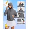 image:imagebaleaf Womens Sun Jackets Lightweight Packable Crop Shirts UPF 50 Long Sleeve Hoodie Water Resistant Zip Up Tops AthleticDark Gray