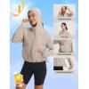 image:imagebaleaf Womens Sun Jackets Lightweight Packable Crop Shirts UPF 50 Long Sleeve Hoodie Water Resistant Zip Up Tops AthleticKhaki