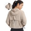 image:imagebaleaf Womens Sun Jackets Lightweight Packable Crop Shirts UPF 50 Long Sleeve Hoodie Water Resistant Zip Up Tops AthleticKhaki